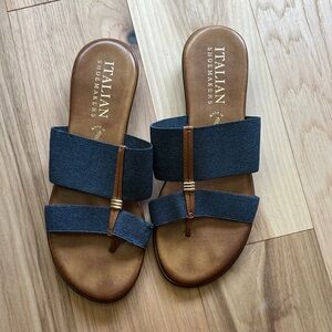 Italian Shoemakers Denim Blue Slide Sandals